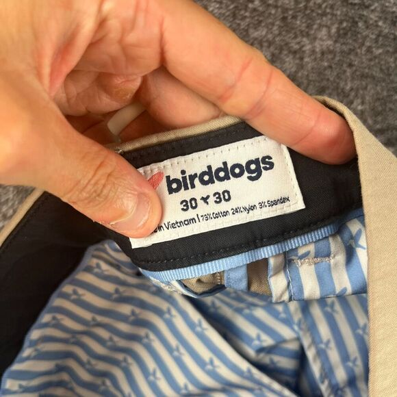 Birddogs Men's Golf Pants Beige Performance Chino 30X30 Stretch - Picture 3 of 10